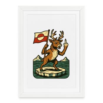 Caribou renne de la chemise du Groenland - Affiche encadrée (27 × 37 cm) - blanc - Devant