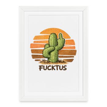 Fucktus – Cactus with middle finger - Framed poster (27 × 37 cm) - white - Front