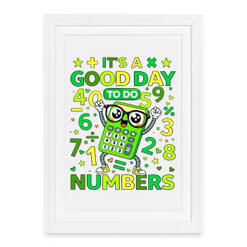 Chiffres de calculatrice joyeuse - Affiche encadrée (27 × 37 cm) - blanc - Devant