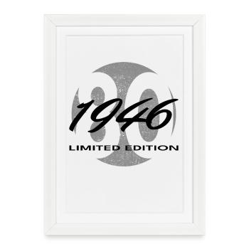 80e anniversaire 1946 cadeau pour hommes et femmes - Affiche encadrée (27 × 37 cm) - blanc - Devant