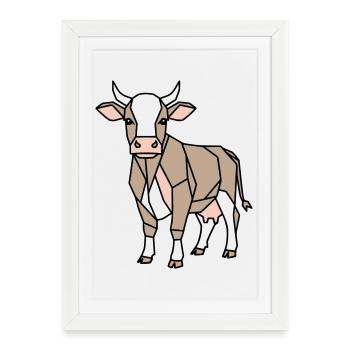 Geometric Cow Low Poly Modern - Framed poster (27 × 37 cm) - white - Front