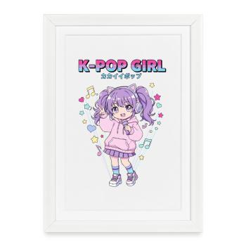 FILLE K-POP Anime Musique coréenne Fans mignons de Kpop - Affiche encadrée (27 × 37 cm) - blanc - Devant