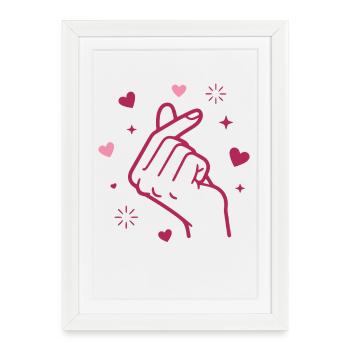 Kpop Korean Music Cute Finger Heart Love Korea - Framed poster (27 × 37 cm) - white - Front