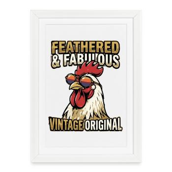 Vintage Rétro Original à Plumes et Fabuleux - Affiche encadrée (27 × 37 cm) - blanc - Devant