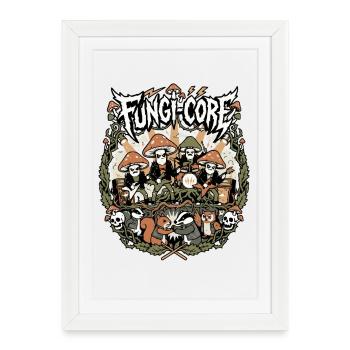 Fungi Core Mushroom Rock Band Motif - Framed poster (27 × 37 cm) - white - Front