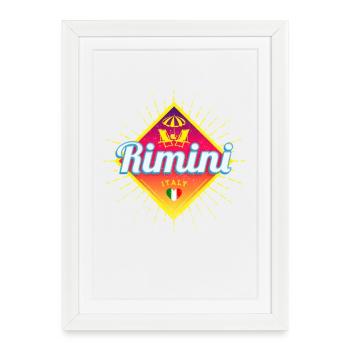Souvenir vintage de Rimini Émilie-Romagne, Italie - Affiche encadrée (27 × 37 cm) - blanc - Devant