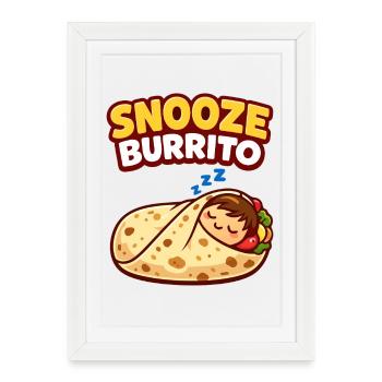Snooze Burrito Drôle de Sleep Burrito Design - Affiche encadrée (27 × 37 cm) - blanc - Devant