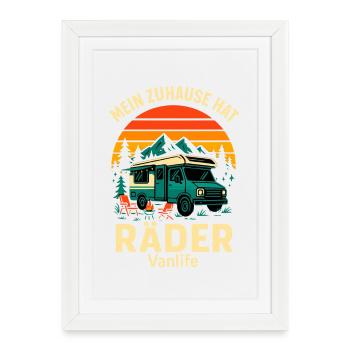 My Home Has Wheels | Vanlife Camper - Framed poster (27 × 37 cm) - white - Front