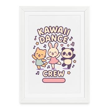 Kawaii Dance Crew | Cute animals dancing - Framed poster (27 × 37 cm) - white - Front