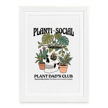 Planti-Social Plant Dad's Club - Gerahmtes Poster (27 × 37 cm) - Weiß - Vorne