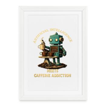 Coffee Robot – Artificial Intelligence Meets Koff - Framed poster (27 × 37 cm) - white - Front