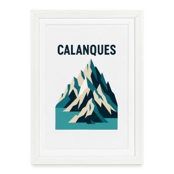 Marseille 13 Calanques - Affiche encadrée (27 × 37 cm) - blanc - Devant