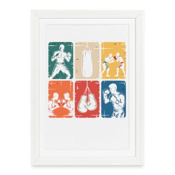 Boxing Mosaic Power - Framed poster (27 × 37 cm) - white - Front