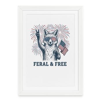 Renard sauvage et libre – Drôle patriotique F - Affiche encadrée (27 × 37 cm) - blanc - Devant