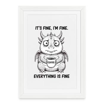 C’est bien dans l’humour du Dragon du Café Fine - Affiche encadrée (27 × 37 cm) - blanc - Devant