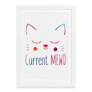 Current Mood Cute Cat Lover - Framed poster (27 × 37 cm) - white - Front