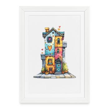 Maison du Cœur en aquarelle - Affiche encadrée (27 × 37 cm) - blanc - Devant