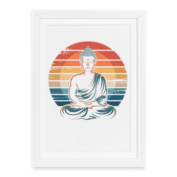Buddha Sunset Retro - Framed poster (27 × 37 cm) - white - Front