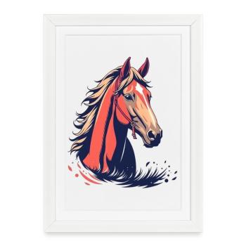 Pferd Pferdekopf  - Gerahmtes Poster (27 × 37 cm) - Weiß - Vorne