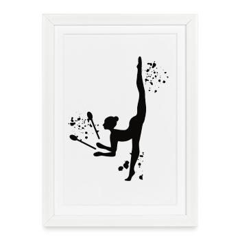 Gymnaste avec massues Gymnastique rythmique - Affiche encadrée (27 × 37 cm) - blanc - Devant