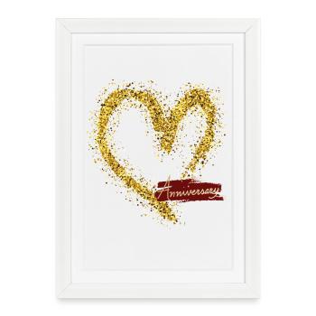Illustration de l’anniversaire de l’éclat de cœur d’or - Affiche encadrée (27 × 37 cm) - blanc - Devant