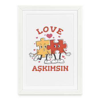 Love Askimsin : Pièces du puzzle dans Love Design - Affiche encadrée (27 × 37 cm) - blanc - Devant