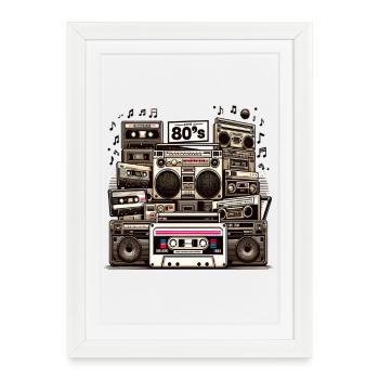 Collage Boombox de l’ère cassette - Affiche encadrée (27 × 37 cm) - blanc - Devant