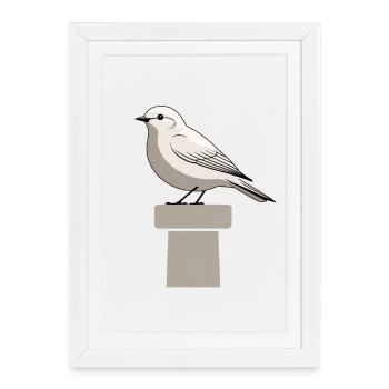 Seagull on Block – Minimalist Illustration - Framed poster (27 × 37 cm) - white - Front