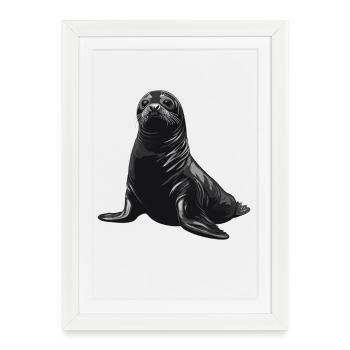 Black Seal Portrait - Framed poster (27 × 37 cm) - white - Front