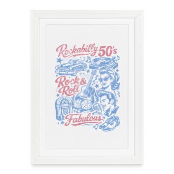 Rockabilly Vintage Rock & Roll des années 50 | Fabuleux - Affiche encadrée (27 × 37 cm) - blanc - Devant