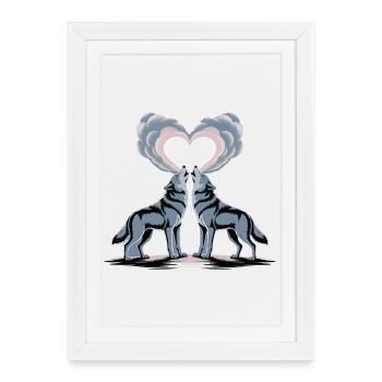 Heart Wolves: Twin Love - Wolves Couple - Framed poster (27 × 37 cm) - white - Front