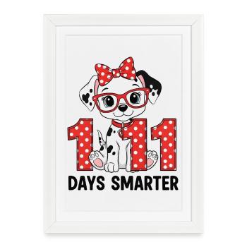 Chien dalmatien 101e jour de l’école 100 jours plus intelligent - Affiche encadrée (27 × 37 cm) - blanc - Devant