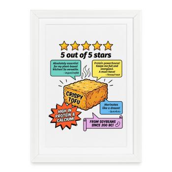 Crispy Tofu 5 Star Review - Framed poster (27 × 37 cm) - white - Front