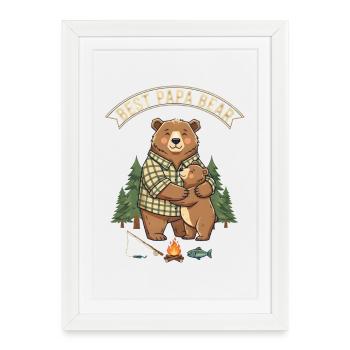 Meilleur Papa Ours – Cadeau de papa ours mignon - Affiche encadrée (27 × 37 cm) - blanc - Devant