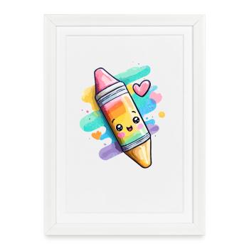 Craie arc-en-ciel - Affiche encadrée (27 × 37 cm) - blanc - Devant