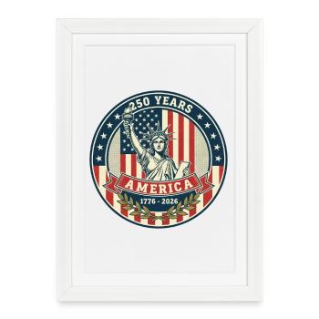 Conception du badge Liberty 250 Years - Affiche encadrée (27 × 37 cm) - blanc - Devant