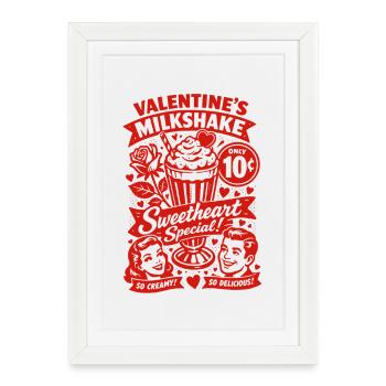 Milkshake de la Saint-Valentin des années 50 pour amoureux - Affiche encadrée (27 × 37 cm) - blanc - Devant