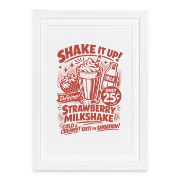 Strawberry Milkshake 50s Retro Design - Framed poster (27 × 37 cm) - white - Front