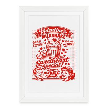 Milkshake de la Saint-Valentin des années 50 pour amoureux - Affiche encadrée (27 × 37 cm) - blanc - Devant