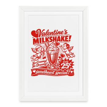 Milkshake de la Saint-Valentin des années 50 pour amoureux - Affiche encadrée (27 × 37 cm) - blanc - Devant