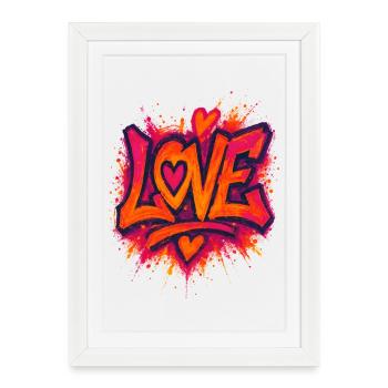Amour - Cœur - Saint Valentin - Mariage - Affiche encadrée (27 × 37 cm) - blanc - Devant