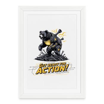 Équipement d’action Bear Mech - Affiche encadrée (27 × 37 cm) - blanc - Devant