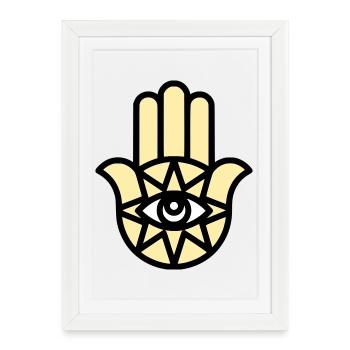 Hamsa Main de Fatima - Affiche encadrée (27 × 37 cm) - blanc - Devant