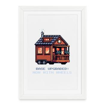 Basic upgrade on wheels | Tiny House - Framed poster (27 × 37 cm) - white - Front