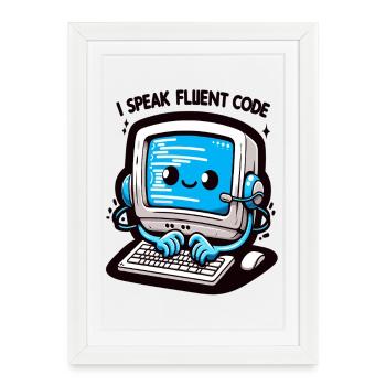 Je parle couramment du code rétro informatique - Affiche encadrée (27 × 37 cm) - blanc - Devant