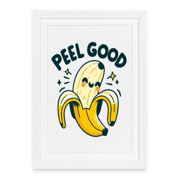 Peel Good Banana Cartoon - Framed poster (27 × 37 cm) - white - Front