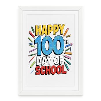 Hundredth Day of School Jubilee Design - Framed poster (27 × 37 cm) - white - Front