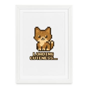 Pixel Puppy Loading Cuteness - Framed poster (27 × 37 cm) - white - Front