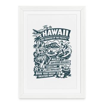 Affiche du voyage de rêve à Hawaï des années 50 - Affiche encadrée (27 × 37 cm) - blanc - Devant