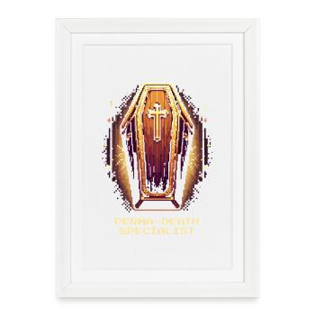 Perma-Death Pro | Sarcasme du croque-mort - Affiche encadrée (27 × 37 cm) - blanc - Devant